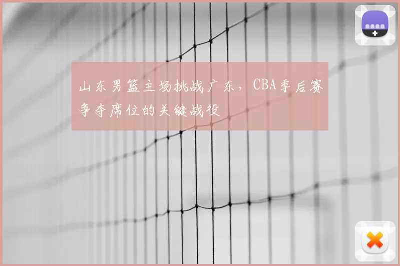 山东男篮主场挑战广东，CBA季后赛争夺席位的关键战役